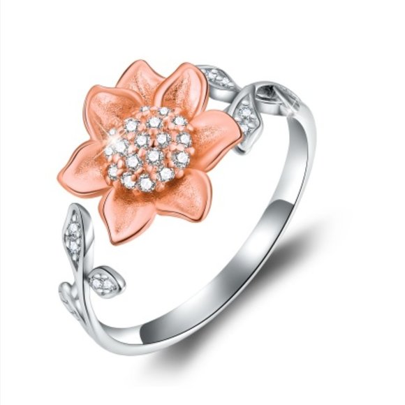 Adjustable Flower Ring, Sunflower Ring - Picture 3 of 5